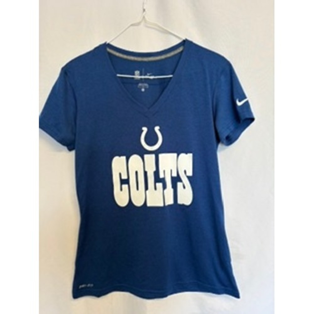 Nike Indianapolis Colts NFL Womens Dri-FIT V-Neck T-Shirt Blue Medium